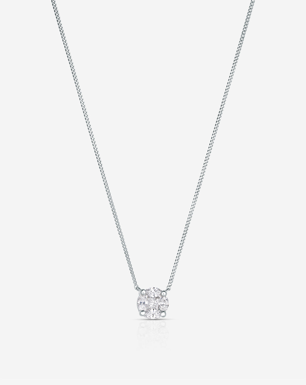 Round Illusion Diamond Pendant Necklace