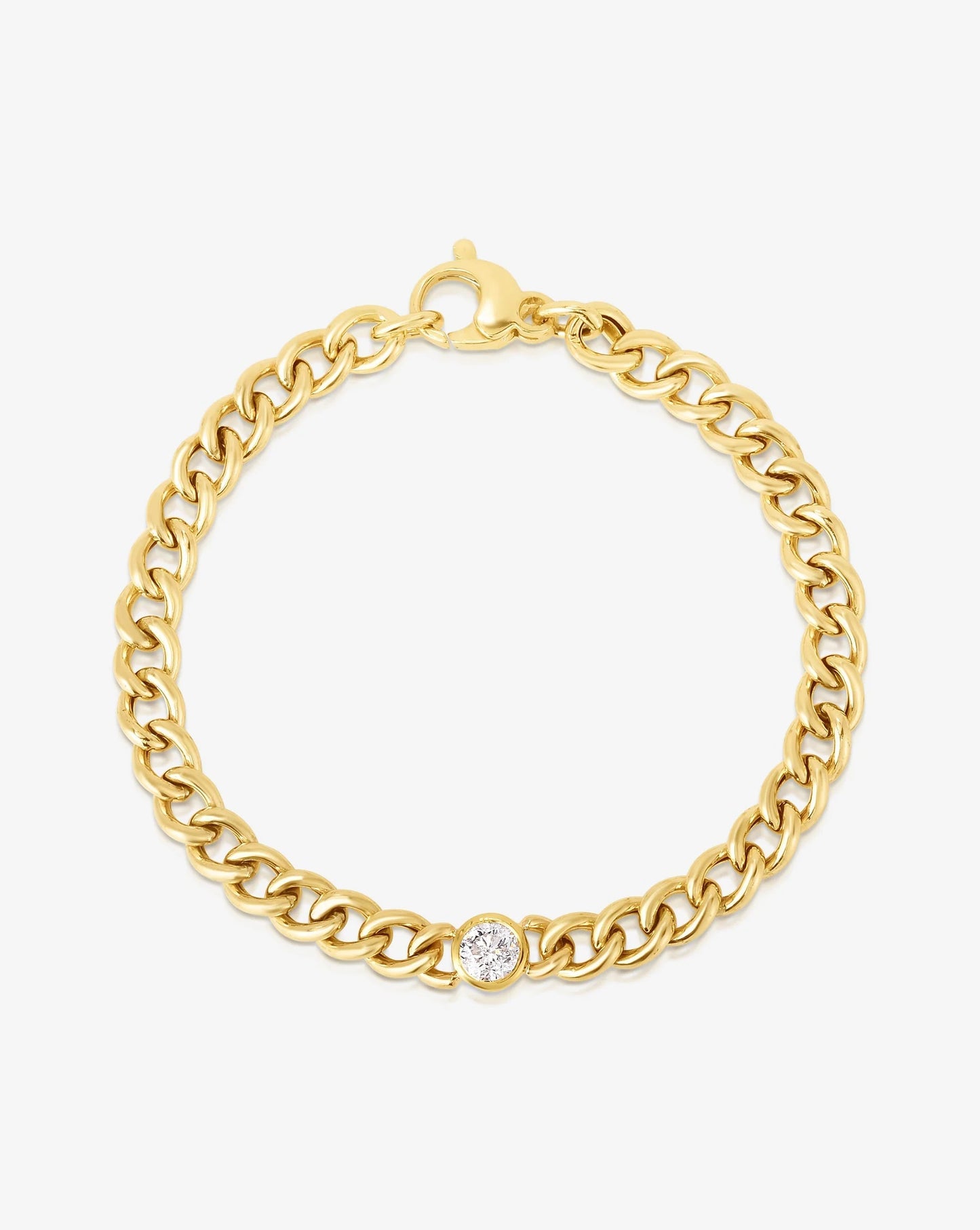 Bezel-Set Diamond Curb Chain Bracelet