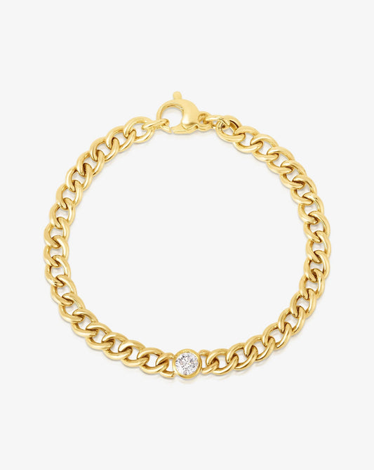 Bezel-Set Diamond Curb Chain Bracelet