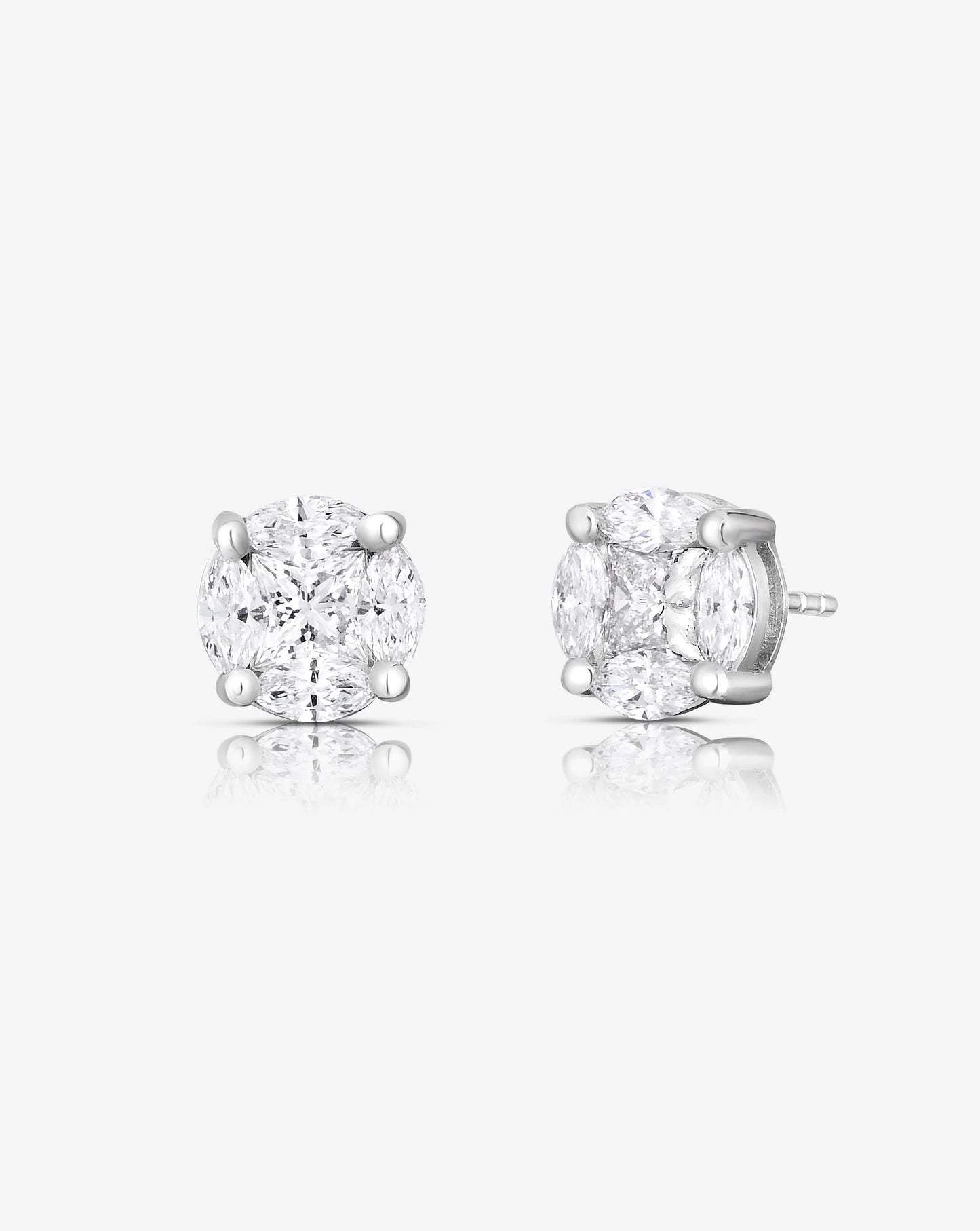 Round Illusion Diamond Studs